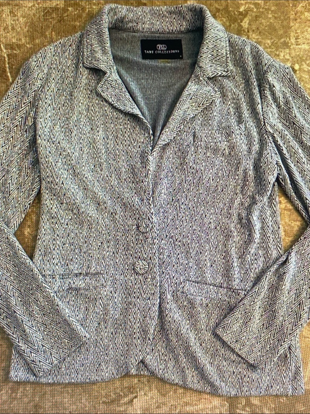Tart Collections Gray Chevron Knit Blazer Jacket
